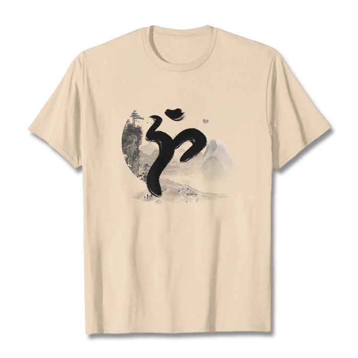 Buddha Stones OM Landschaft Baumwolle T-Shirt - Bisque - 2XL - image 13