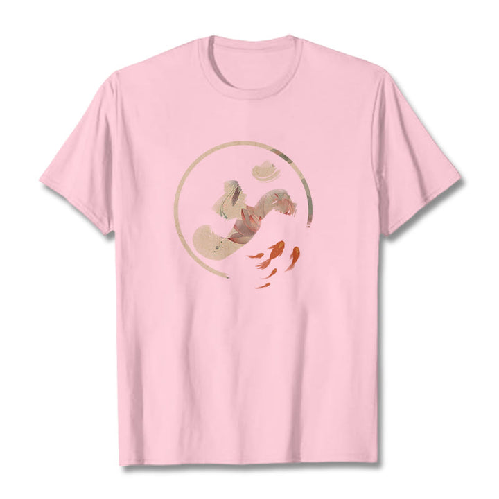 Buddha Stones ​​OM Lotus Koi Fisch Baumwolle T-shirt - Hellrosa - 2XL - image 14