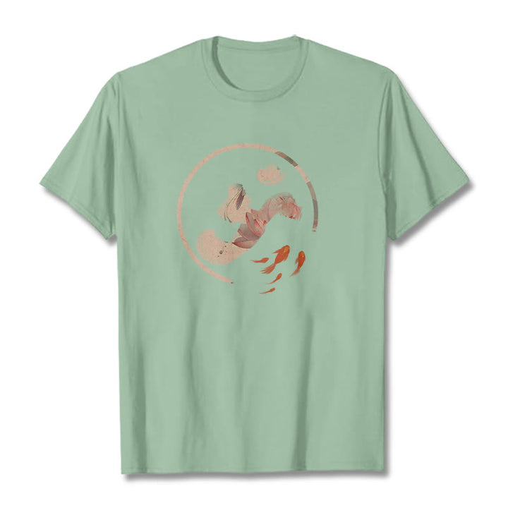 Buddha Stones ​​OM Lotus Koi Fisch Baumwolle T-shirt - Blassgrün - 2XL - image 16