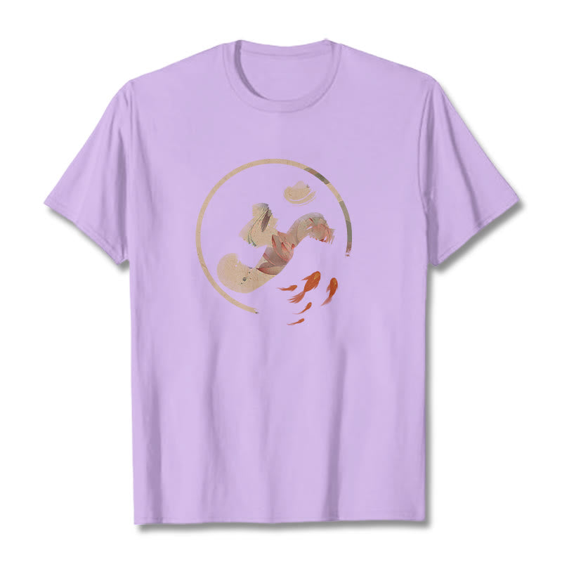 Buddha Stones ​​OM Lotus Koi Fisch Baumwolle T-shirt - Pflaume - 2XL - image 18