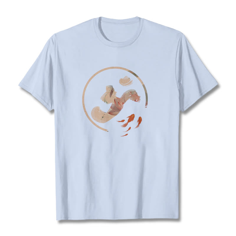 Buddha Stones ​​OM Lotus Koi Fisch Baumwolle T-shirt - HellCyan - 2XL - image 20