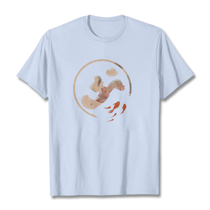 Buddha Stones ​​OM Lotus Koi Fisch Baumwolle T-shirt - HellCyan - 2XL - image 20