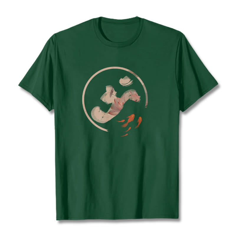 Buddha Stones ​​OM Lotus Koi Fisch Baumwolle T-shirt - WaldGrün - 2XL - image 12