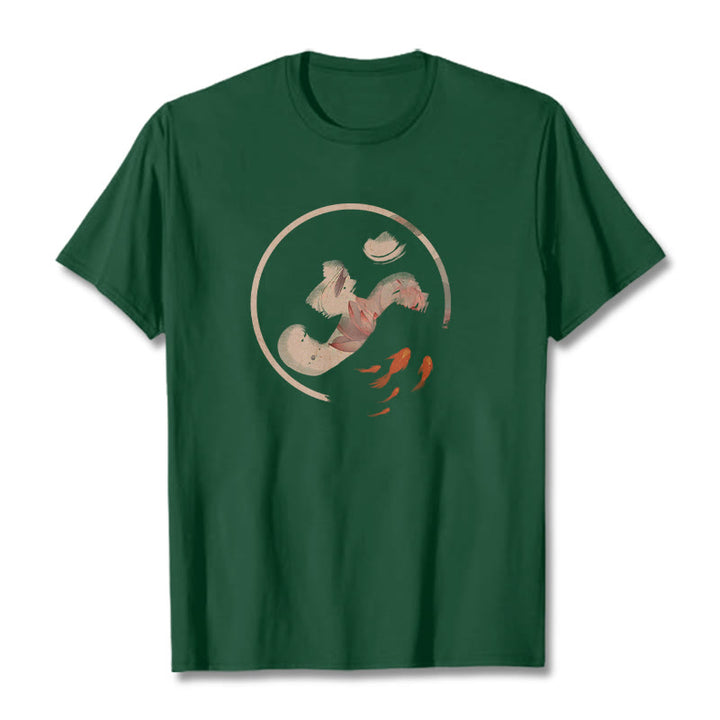 Buddha Stones ​​OM Lotus Koi Fisch Baumwolle T-shirt - WaldGrün - 2XL - image 12