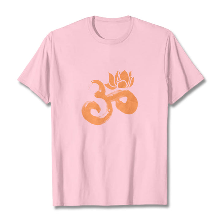 Buddha Stones ​​OM Lotus Blume Baumwolle T-shirt - Hellrosa - 2XL - image 13