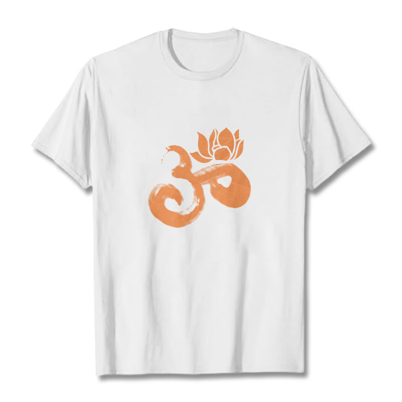 Buddha Stones ​​OM Lotus Blume Baumwolle T-shirt - Weiß - 2XL - image 4