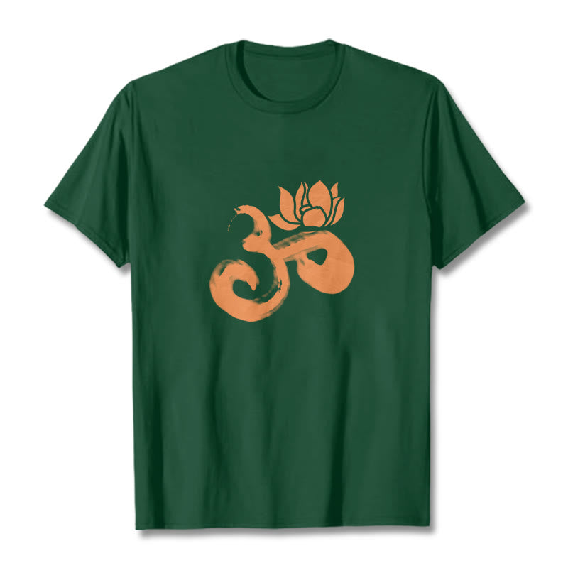 Buddha Stones ​​OM Lotus Blume Baumwolle T-shirt - WaldGrün - 2XL - image 12