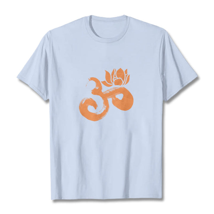 Buddha Stones ​​OM Lotus Blume Baumwolle T-shirt - Hellcyan - 2XL - image 19