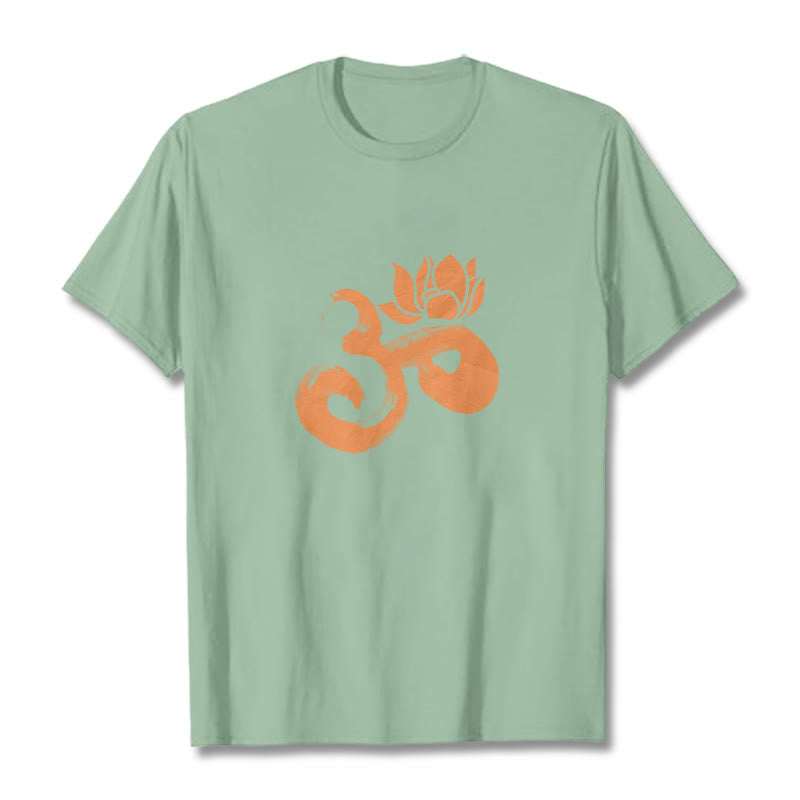 Buddha Stones ​​OM Lotus Blume Baumwolle T-shirt - Hellgrün - 2XL - image 15