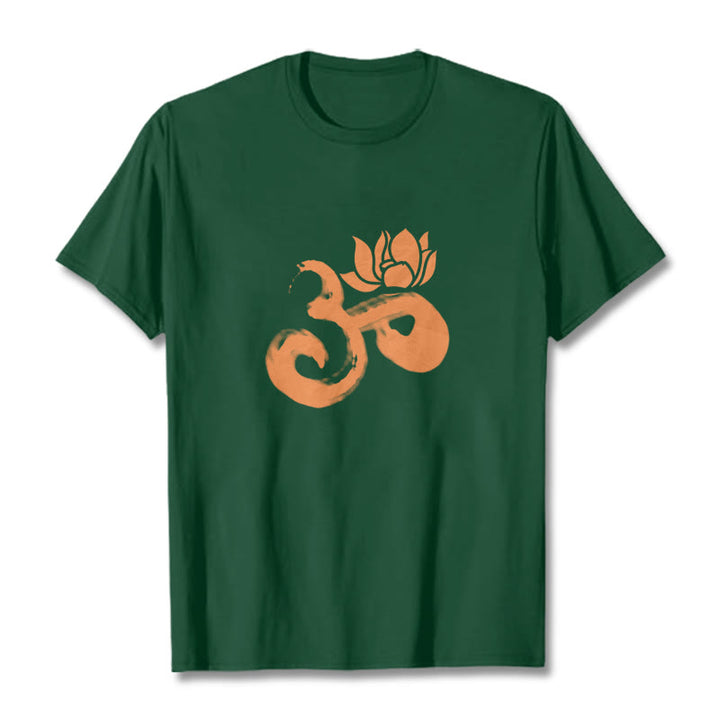 Buddha Stones ​​OM Lotus Blume Baumwolle T-shirt - Waldgrün - 2XL - image 11
