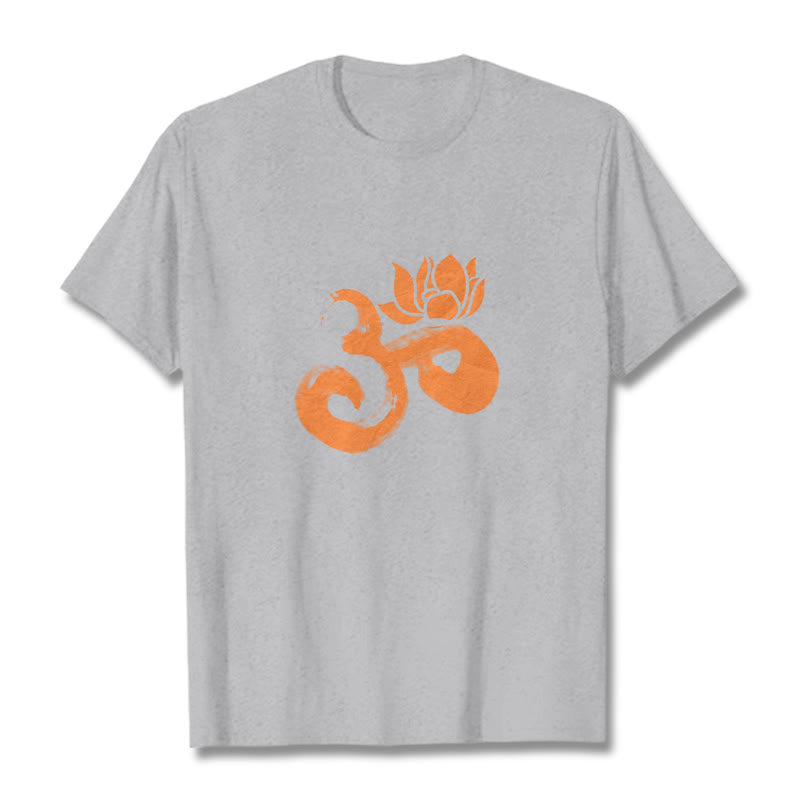 Buddha Stones ​​OM Lotus Blume Baumwolle T-shirt - Hellgrau - 2XL - image 20