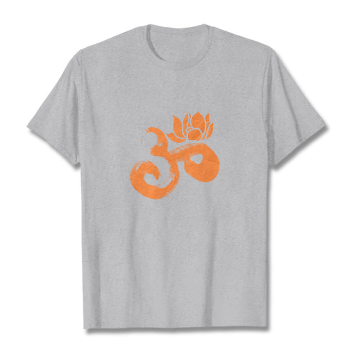 Buddha Stones ​​OM Lotus Blume Baumwolle T-shirt - Hellgrau - 2XL - image 20