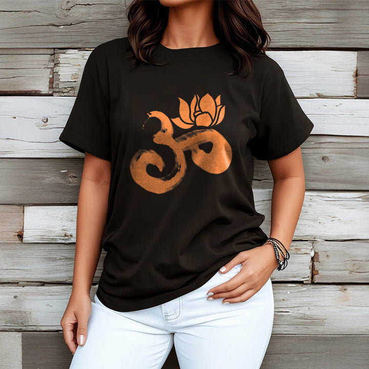 Buddha Stones OM Lotus Blume Baumwolle T-shirt