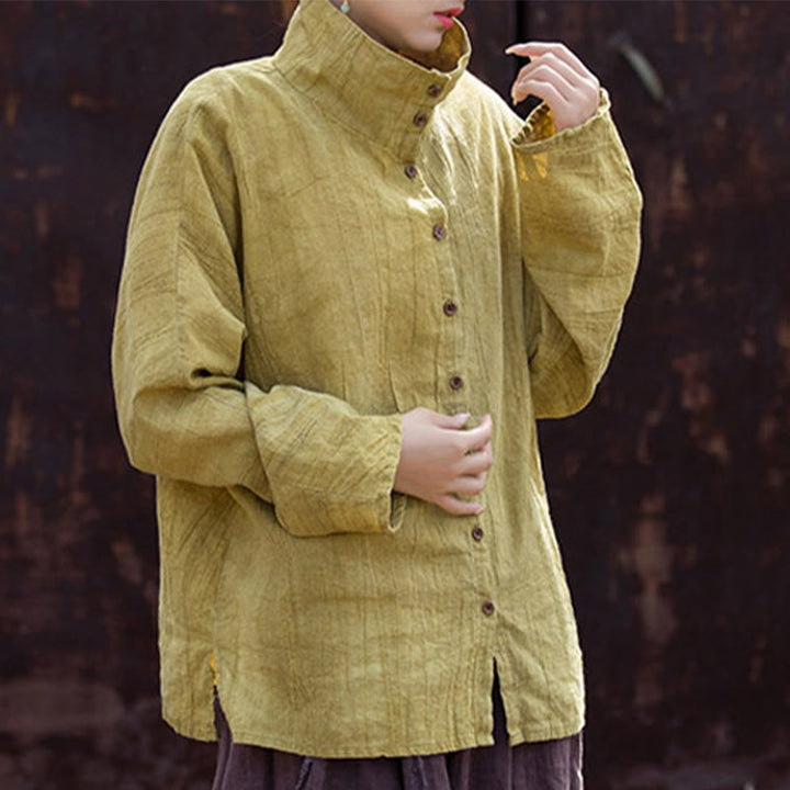Buddha Stones Rollkragen Färben Ramie Baumwolle Chinesischen Stil Strickjacke Kleidung - image 3