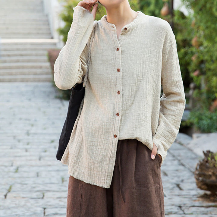 Buddha Stones Literarische künstlerische doppellagige Sandwäsche-Baumwollleinenkleidung - image 4