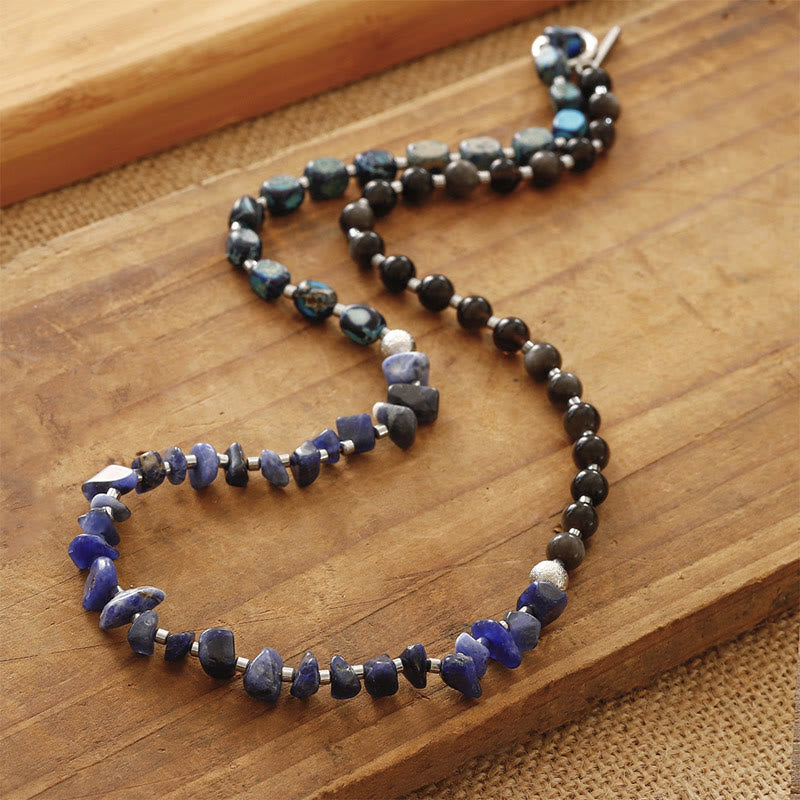Buddha Stones Kaiserstein Sodalith Goldglanz Obsidian Balance Dreifach-Wickelarmband - image 3