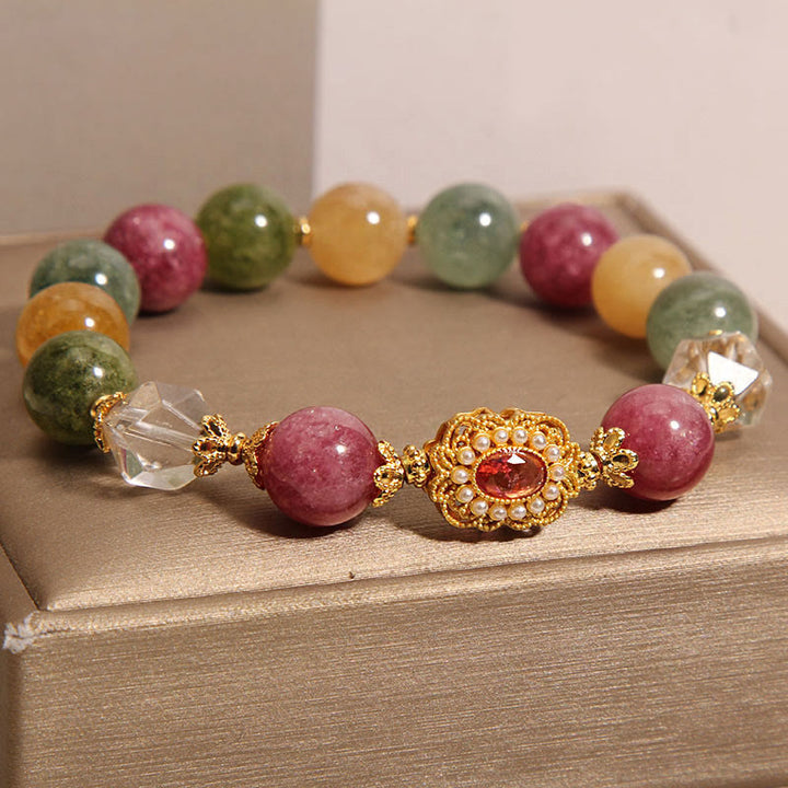 Buddha Stones ​​Turmalin Perle rosa Kristall weißen Kristall Weisheit Armband - image 2