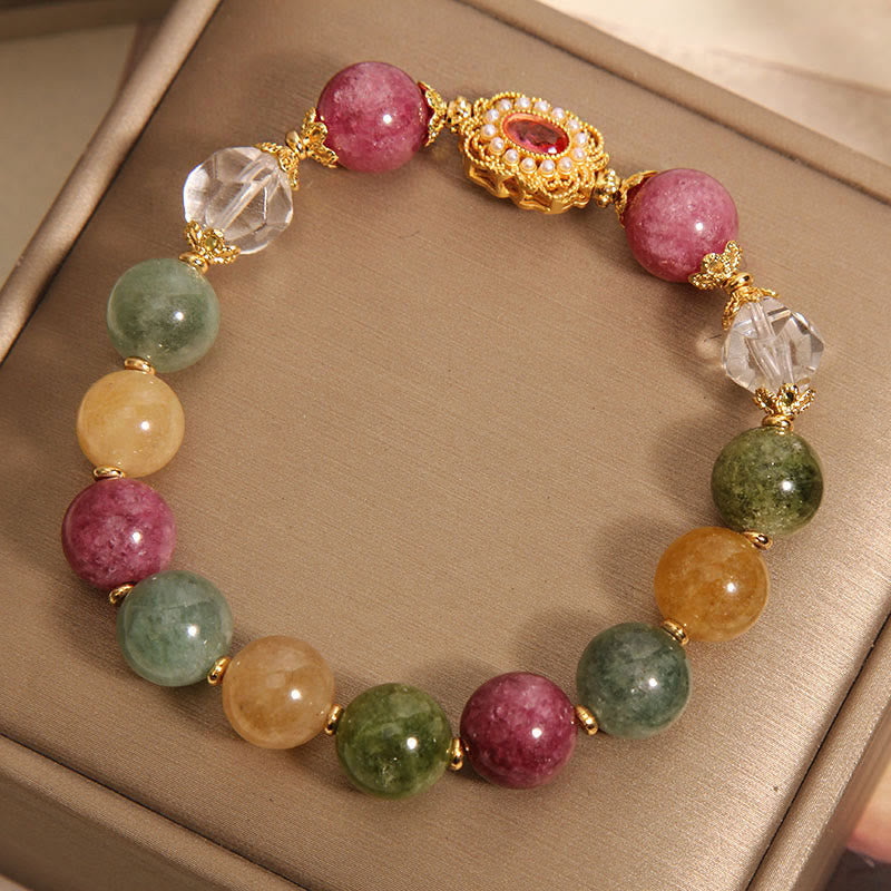 Buddha Stones ​​Turmalin Perle rosa Kristall weißen Kristall Weisheit Armband - image 3