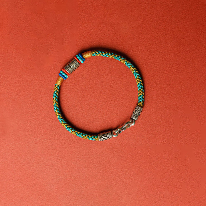 Buddha Stones Bunte Schnur Sechs Wahre Worte 925 Silber Fokus Armband - image 4