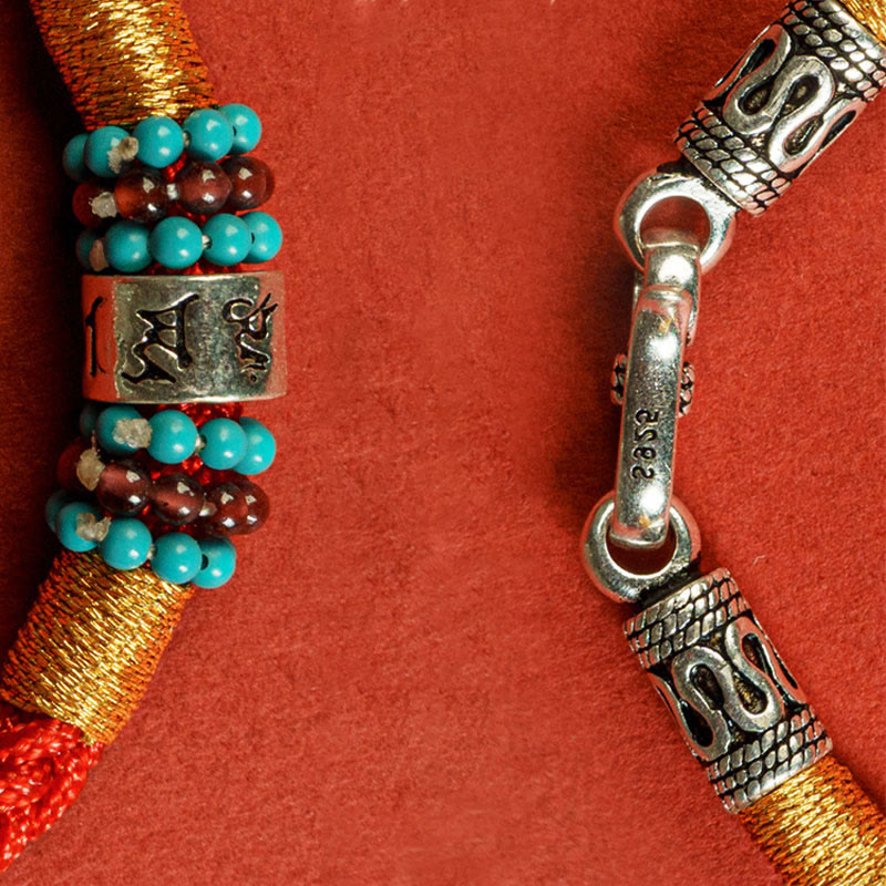 Buddha Stones Rote Schnur Schwarze Schnur Sechs Wahre Worte 925 Sterling Silber Verbindungsarmband - image 18