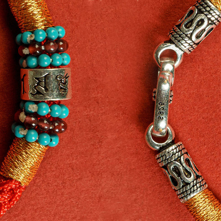 Buddha Stones Rote Schnur Schwarze Schnur Sechs Wahre Worte 925 Sterling Silber Verbindungsarmband - image 18