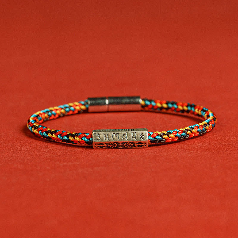 Buddha Stones, rote Schnur, schwarze Schnur, sechs wahre Worte, 925 Sterling Silber, Glücksarmband - Bunt - 19 cm - image 0