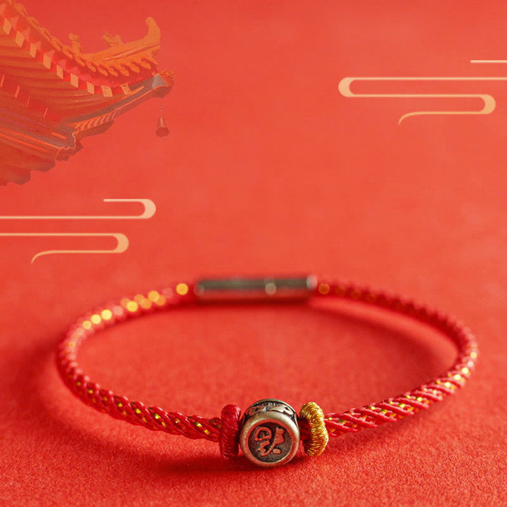 Buddha Stones , geflochtene Schnur, 925 Sterling Silber, Fu-Charakter, Glaube-Armband - image 2