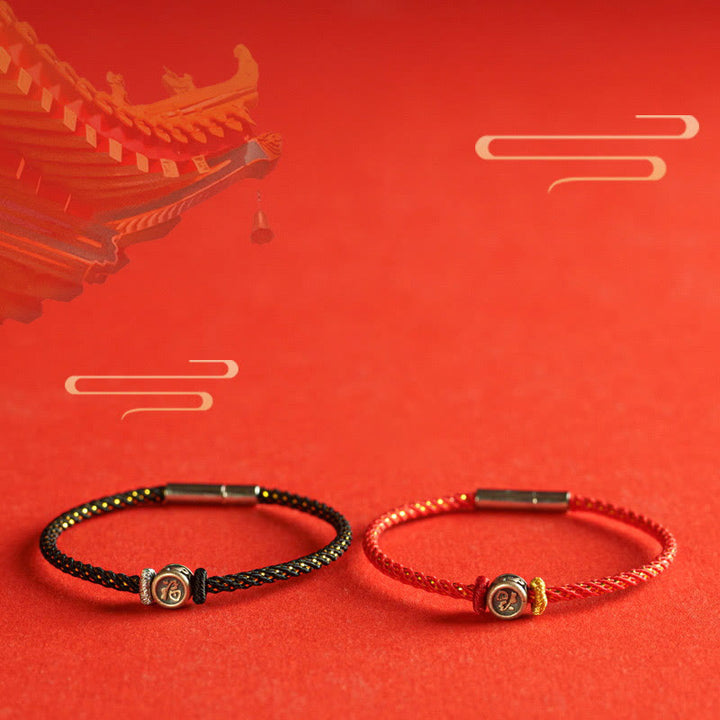 Buddha Stones , geflochtene Schnur, 925 Sterling Silber, Fu-Charakter, Glaube-Armband - image 14