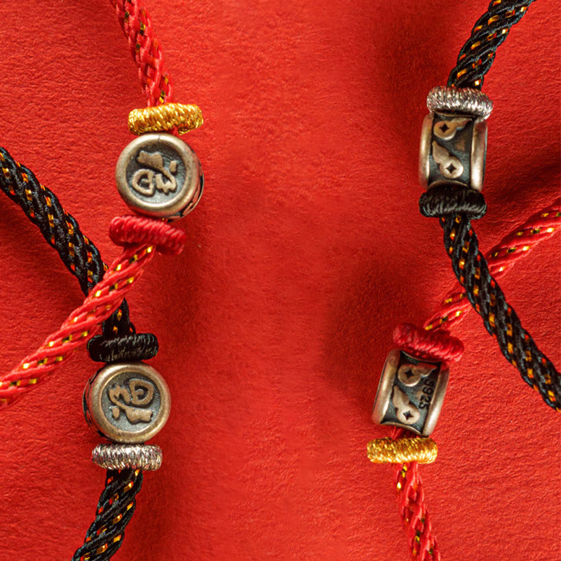 Buddha Stones , geflochtene Schnur, 925 Sterling Silber, Fu-Charakter, Glaube-Armband - image 13