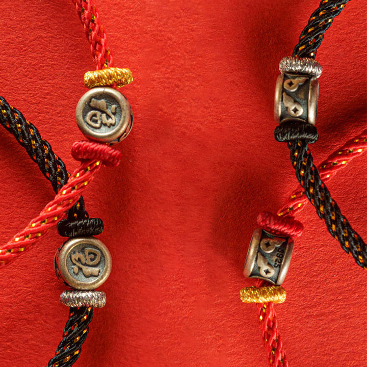 Buddha Stones , geflochtene Schnur, 925 Sterling Silber, Fu-Charakter, Glaube-Armband - image 13