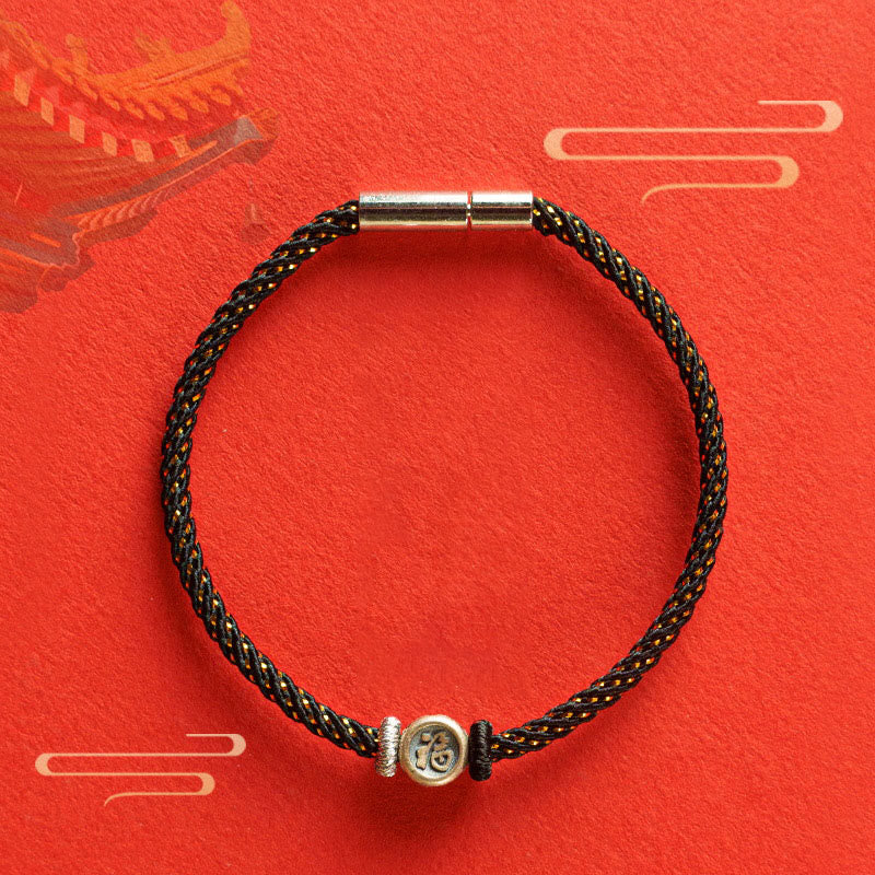 Buddha Stones , geflochtene Schnur, 925 Sterling Silber, Fu-Charakter, Glaube-Armband - image 10