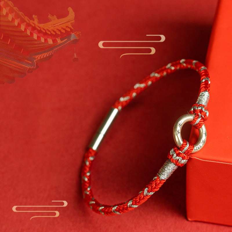 Buddha Stones Rote Schnur 925 Sterling Silber Glücksarmband - image 0