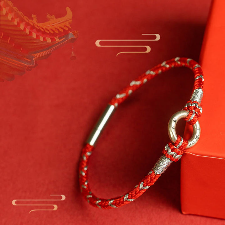 Buddha Stones Rote Schnur 925 Sterling Silber Glücksarmband - image 0
