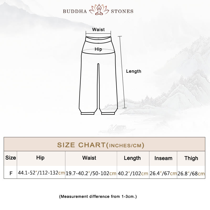 Buddha Stones Hippie-Hose, Baggy-Boho-Lounge-Hose mit hoher Taille und Taschen, Damen-Yogahose