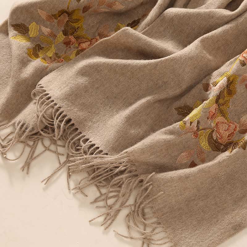 Buddha Stones -Wollschal Weiyang Blumenstickerei Quaste Winter gemütlicher Reiseschal Wickelschal - image 4