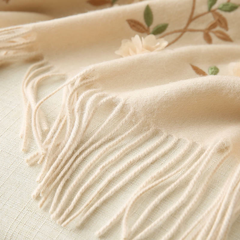 Buddha Stones -Wollschal, 3D-Blumenstickerei, Quaste, Winter, gemütlicher Reiseschal - image 25