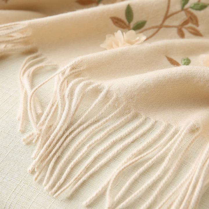 Buddha Stones -Wollschal, 3D-Blumenstickerei, Quaste, Winter, gemütlicher Reiseschal - image 25