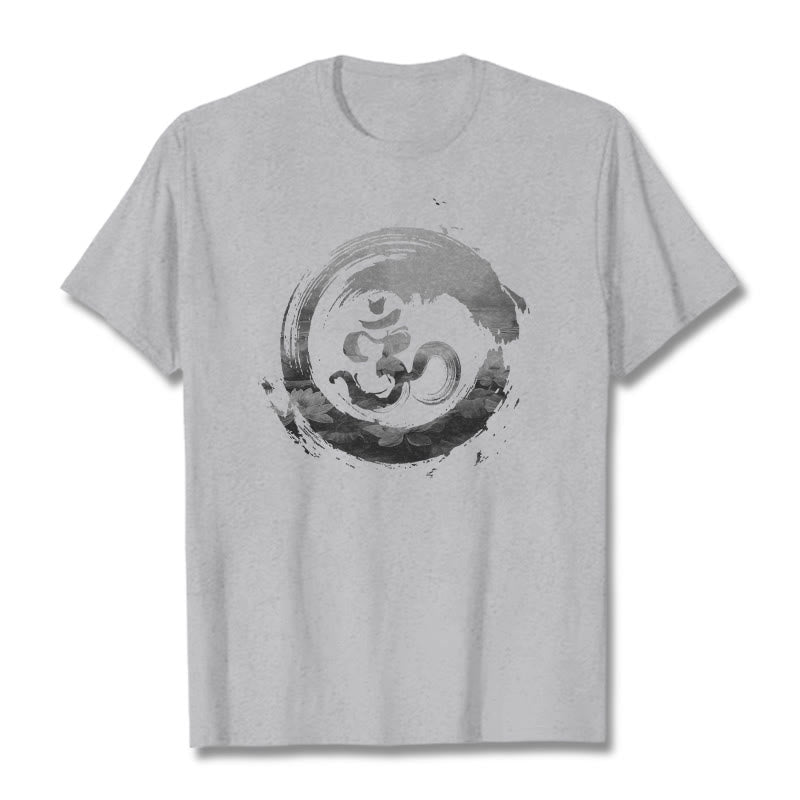 Buddha Stones ​​Om Lotus Baumwolle T-shirt - Hellgrau - 2XL - image 21