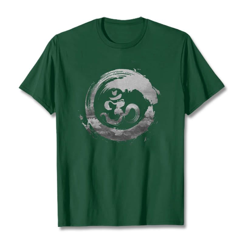 Buddha Stones ​​Om Lotus Baumwolle T-shirt - Waldgrün - 2XL - image 9