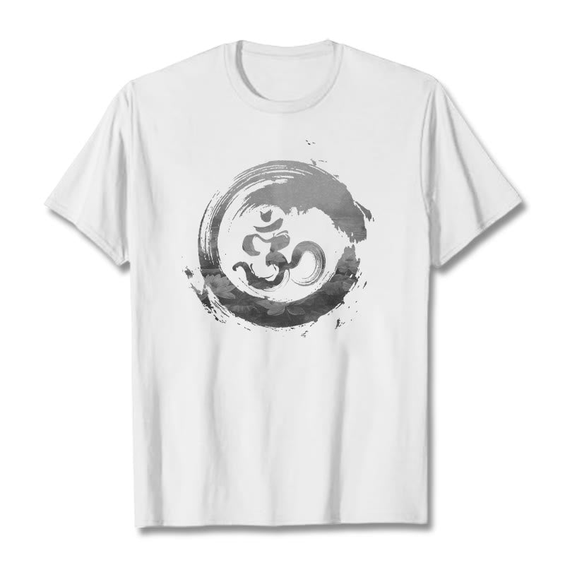 Buddha Stones ​​Om Lotus Baumwolle T-shirt - Weiß - 2XL - image 7