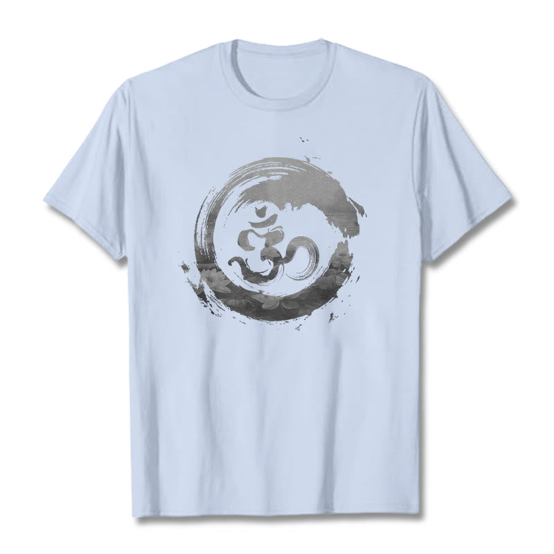 Buddha Stones ​​Om Lotus Baumwolle T-shirt - HellCyan - 2XL - image 12
