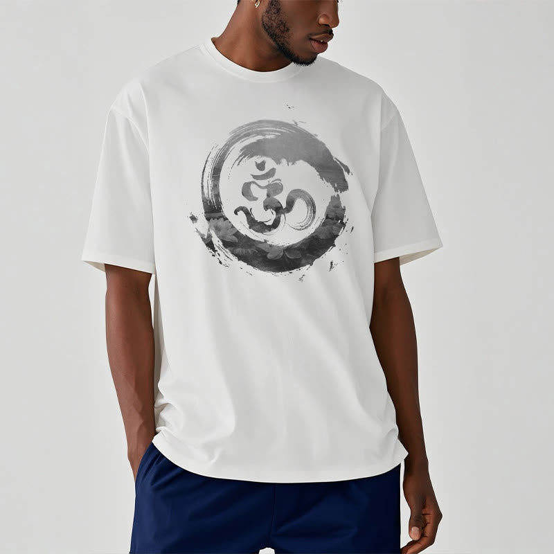 Buddha Stones Om Lotus Baumwolle T-shirt