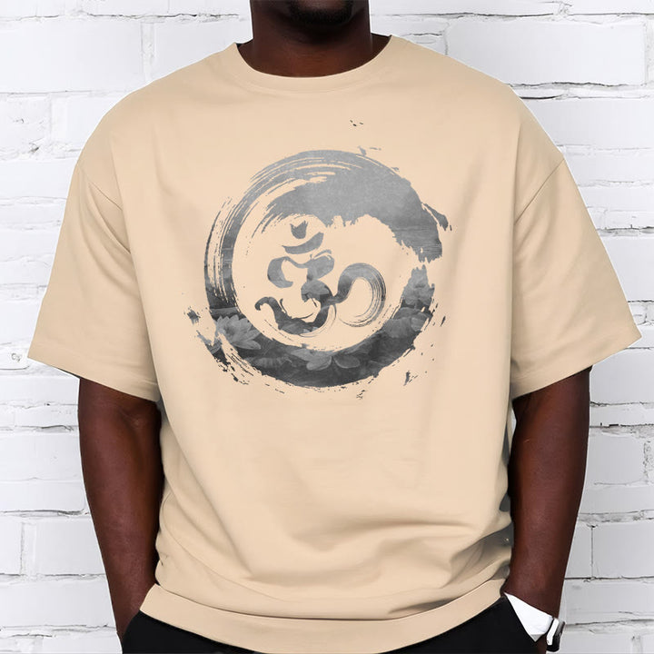 Buddha Stones Om Lotus Baumwolle T-shirt