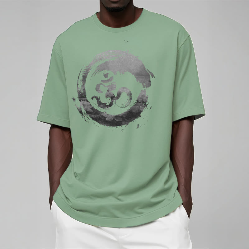 Buddha Stones Om Lotus Baumwolle T-shirt