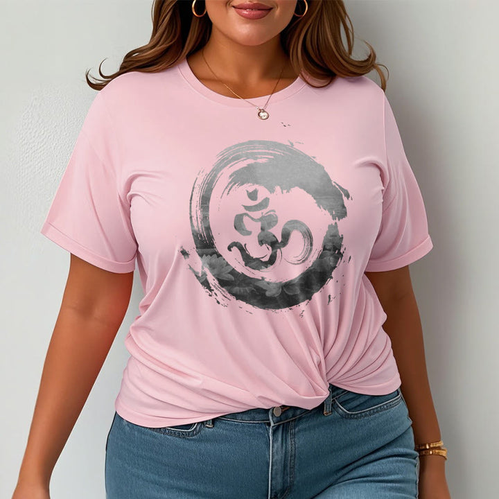 Buddha Stones Om Lotus Baumwolle T-shirt