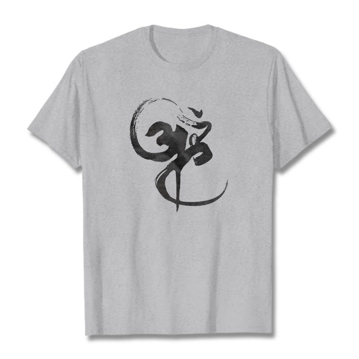 T-Shirt aus Baumwolle mit Buddha Stones und Om-Design - Hellgrau - 2XL - image 20