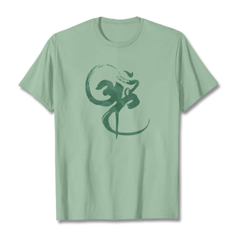 T-Shirt aus Baumwolle mit Buddha Stones und Om-Design - Blassgrün - 2XL - image 19