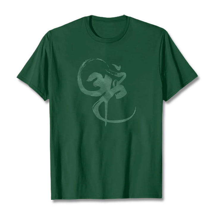 T-Shirt aus Baumwolle mit Buddha Stones und Om-Design - Waldgrün - 2XL - image 9