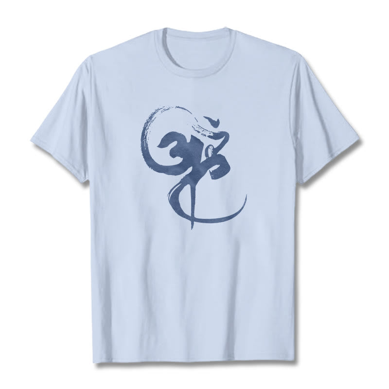 T-Shirt aus Baumwolle mit Buddha Stones und Om-Design - Hellcyan - 2XL - image 11