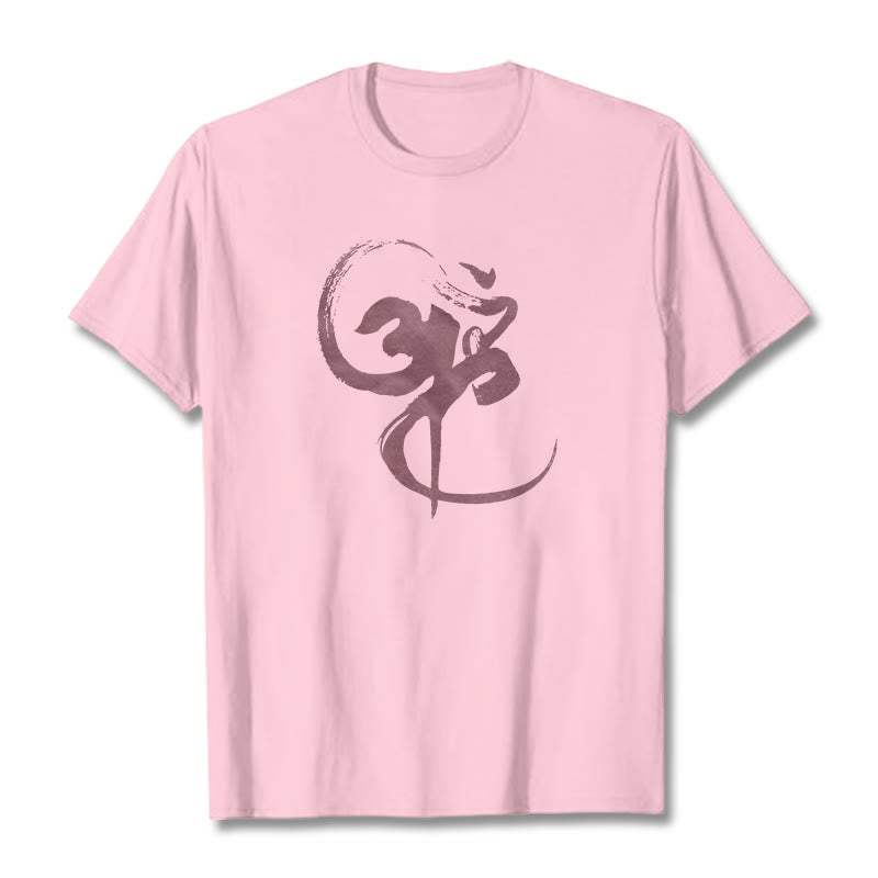 T-Shirt aus Baumwolle mit Buddha Stones und Om-Design - Hellrosa - 2XL - image 17